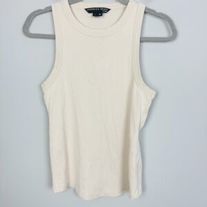 VERONICA BEARD | Beige Sleeveless Ribbed High Neck Tank Top Women’s Size Small